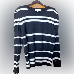 Jones New York Sport stone grey with white stripes long sleeved sweater